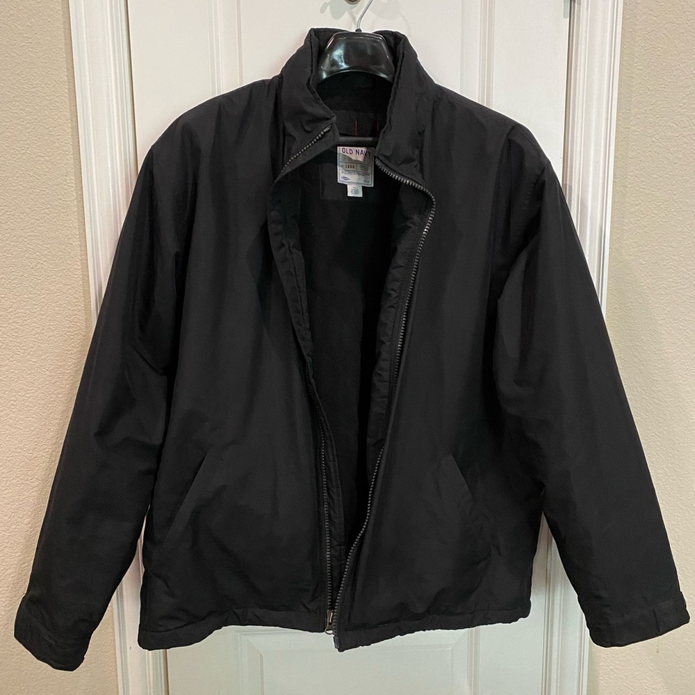 Old Navy mens black coat jacket Sz. XL built-in hood